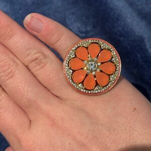 Kate Spade Orange and Gold Floral Ring